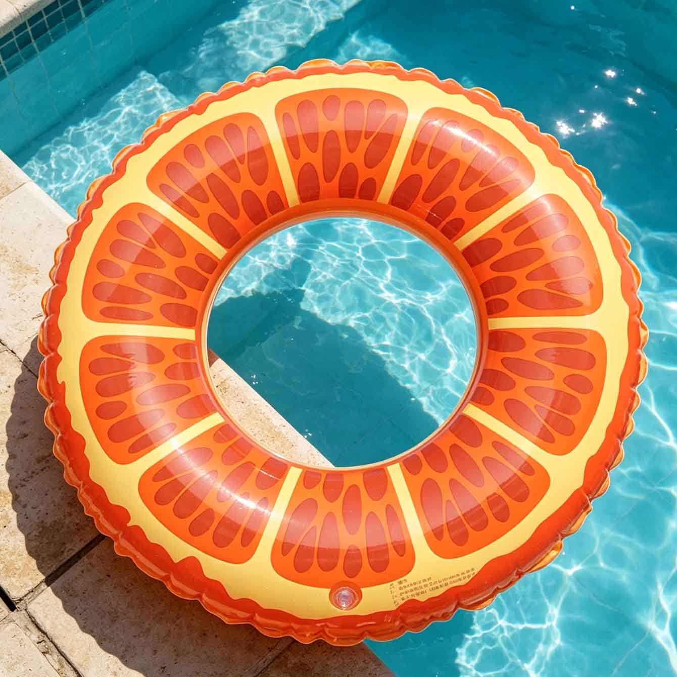 Pool Float Ring Inflatable - 1 Stück Orangenscheiben-förmiger Aufblasbarer Schwimmring PVC-Schwimmreifen