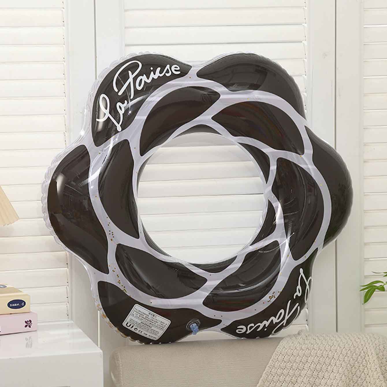 1 Stück Rosa-Schwarzer Blumen- – Pool Float Ring Inflatable Bewertung und Preis
