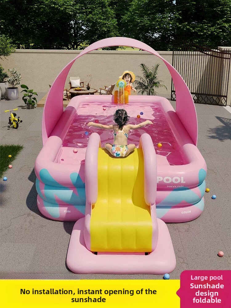 Aufblasbarer Pool mit Sonnensc – Water Slide Inflatable Bewertung und Preis